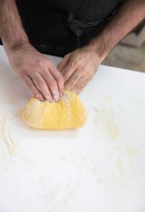 kneading vegan pasta dough
