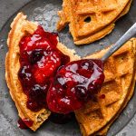 strawberry compote recipe with simple breakfast waffles